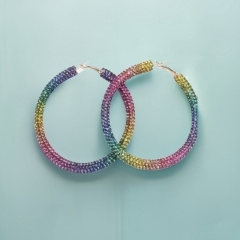 BETSEY JOHNSON OMBRE RHINESTONE HOOPS 1